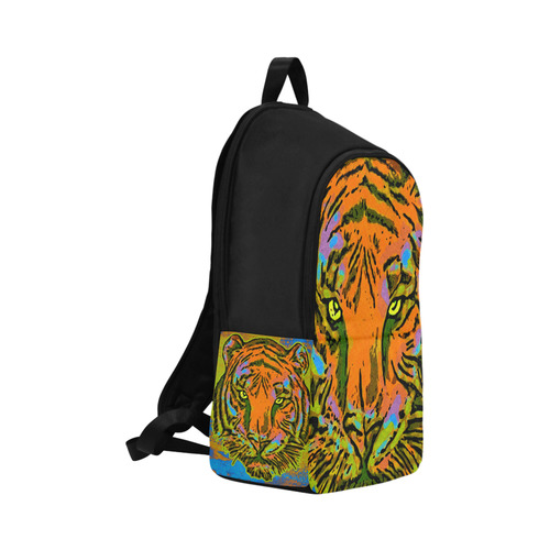 Pop Art TIGER HEAD orange green blue Fabric Backpack for Adult (Model 1659)