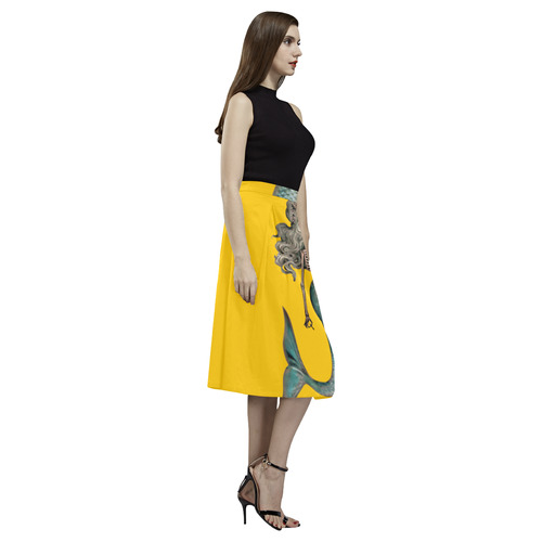 creepy carla skeleton mermaid yellow Aoede Crepe Skirt (Model D16)