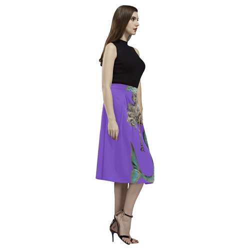 creepy carla skeleton mermaid purple Aoede Crepe Skirt (Model D16)