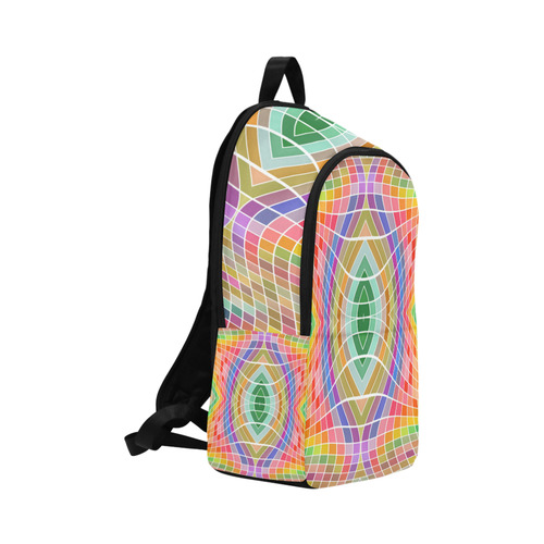 Multicolored Squares Grid Waves - white Fabric Backpack for Adult (Model 1659)