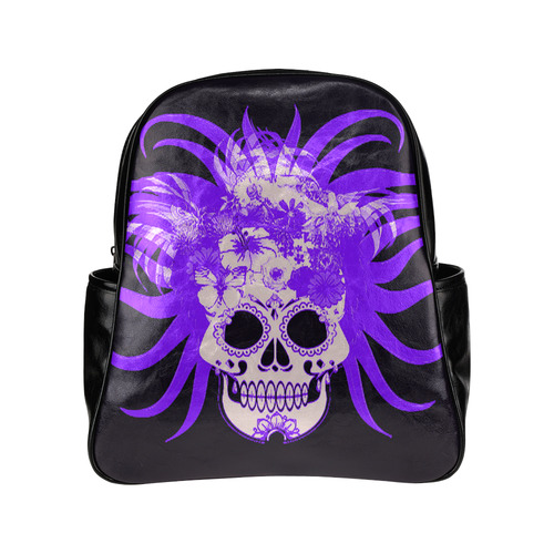 hippie skull B by JamColors Multi-Pockets Backpack (Model 1636)