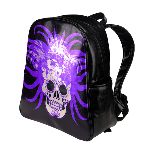 hippie skull B by JamColors Multi-Pockets Backpack (Model 1636)