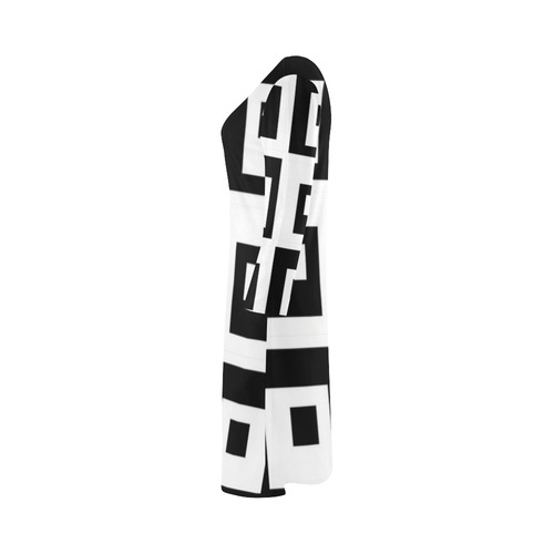 Black & White Cubes Bateau A-Line Skirt (D21)