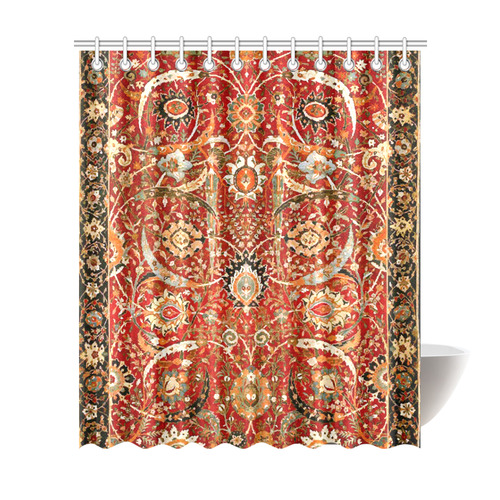 Vintage Red Floral Persian Rug Shower Curtain 72"x84"
