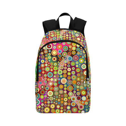 Multicolored RETRO POLKA DOTS pattern Fabric Backpack for Adult (Model 1659)