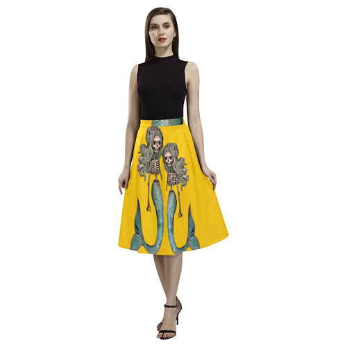 creepy carla skeleton mermaid yellow Aoede Crepe Skirt (Model D16)