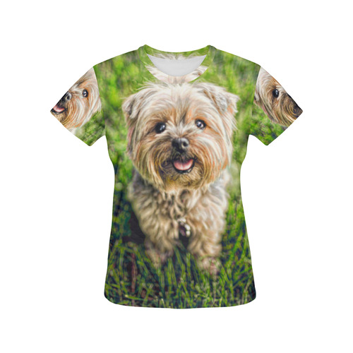 Photography - PRETTY LITTLE DOG All Over Print T-Shirt for Women (USA Size) (Model T40)