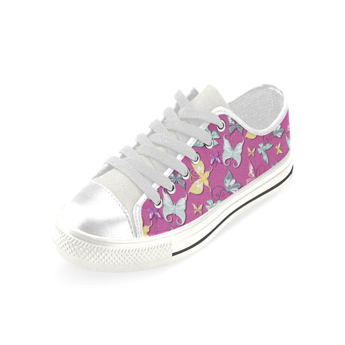 Pastel Butterflies Low Top Canvas Shoes for Kid (Model 018)