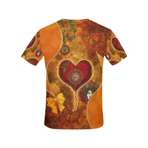 Steampunk decorative heart All Over Print T-Shirt for Women (USA Size) (Model T40)