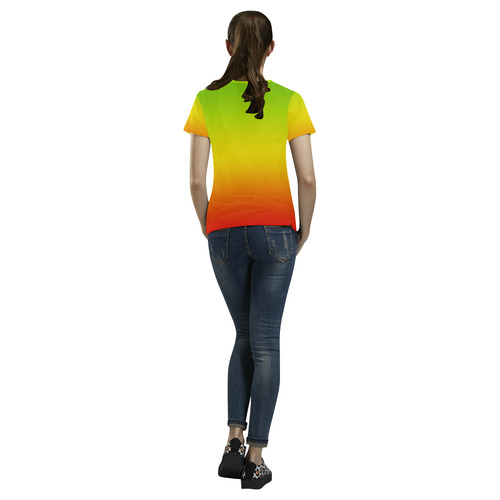 Rastafari Gradient Green Yellow Red All Over Print T-Shirt for Women (USA Size) (Model T40)