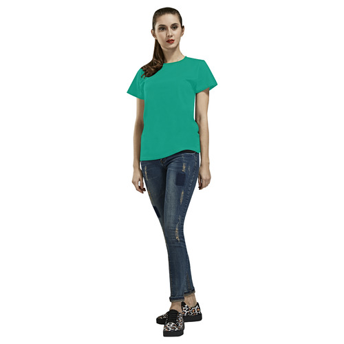 Peacock Green All Over Print T-Shirt for Women (USA Size) (Model T40)