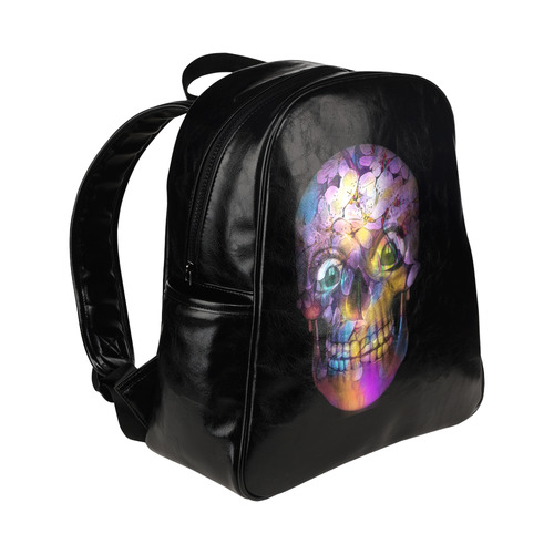 Amazing Floral Skull A by JamColors Multi-Pockets Backpack (Model 1636)