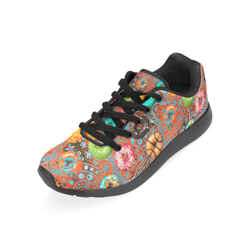 Colorful Yummy Donuts Hearts Ornaments Pattern Women’s Running Shoes (Model 020)