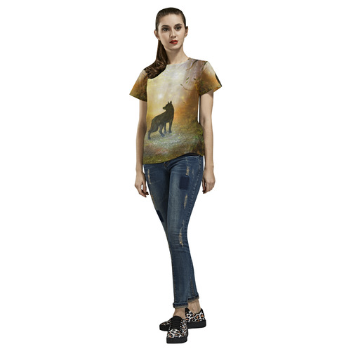 Teh lonely wolf All Over Print T-Shirt for Women (USA Size) (Model T40)