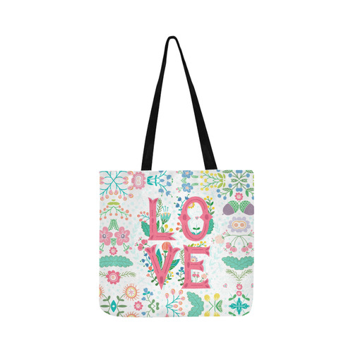 Pastel Colorful Floral LOVE Lettering Reusable Shopping Bag Model 1660 (Two sides)