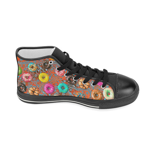 Colorful Yummy Donuts Hearts Ornaments Pattern Women's Classic High Top Canvas Shoes (Model 017)