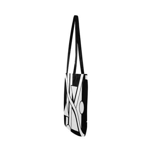 Black Geometric Art Stripes Triangles Dots Cut Reusable Shopping Bag Model 1660 (Two sides)