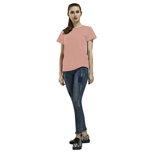 Coral Pink All Over Print T-Shirt for Women (USA Size) (Model T40)