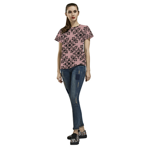 Bridal Rose Damask All Over Print T-Shirt for Women (USA Size) (Model T40)