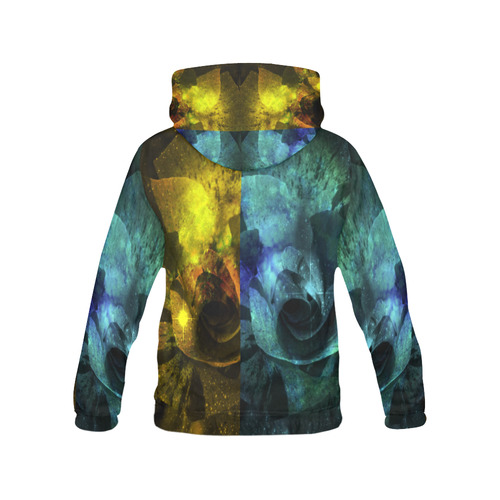 Yellow and Blue Sparkling Rose All Over Print Hoodie for Men (USA Size) (Model H13)