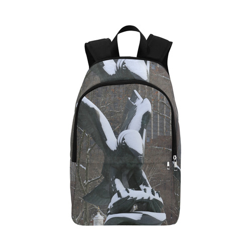 NYC Snowy Winter Eagle Statue Fabric Backpack for Adult (Model 1659)