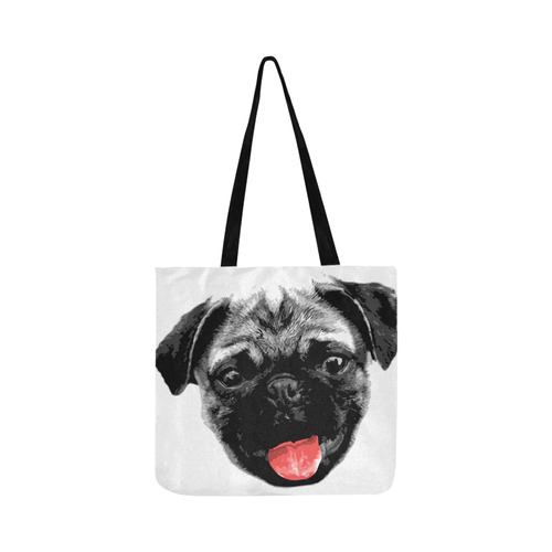 Cute PUG / carlin with red tongue Reusable Shopping Bag Model 1660 (Two sides)