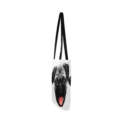 Cute PUG / carlin with red tongue Reusable Shopping Bag Model 1660 (Two sides)