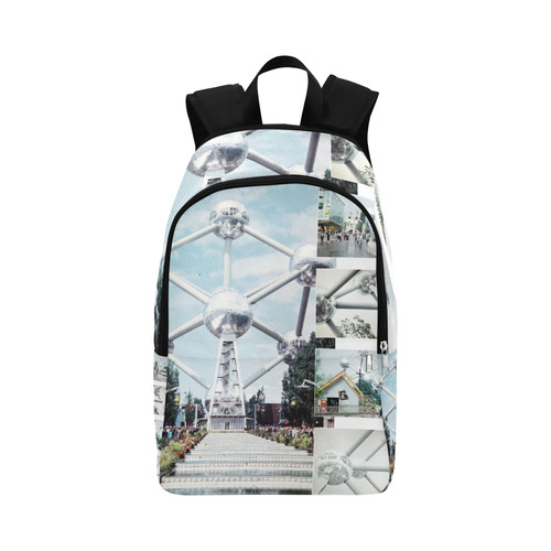 Vintage Brussels Atomium Collage Fabric Backpack for Adult (Model 1659)