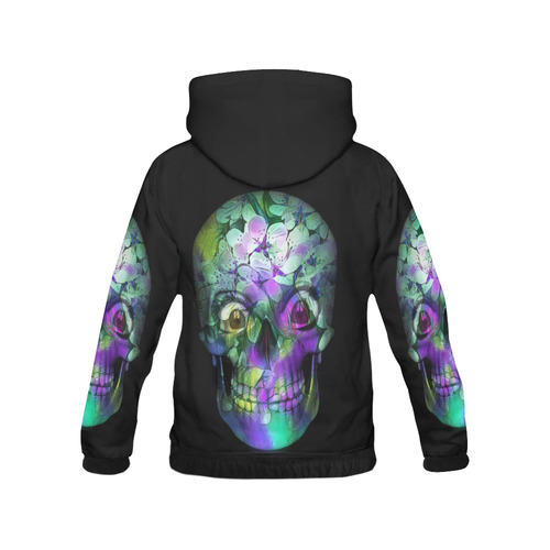 Amazing Floral Skull B by JamColors All Over Print Hoodie for Women (USA Size) (Model H13)