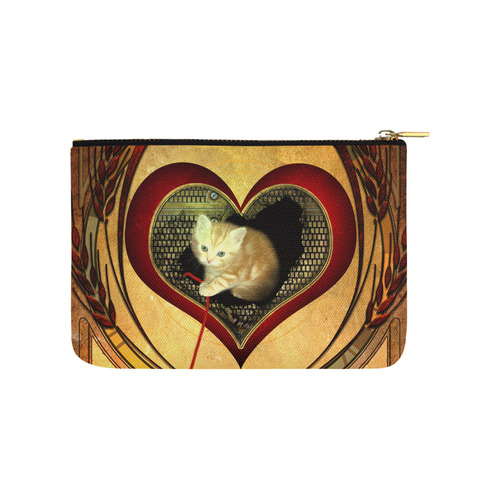 Cute kitten on a heart Carry-All Pouch 9.5''x6''