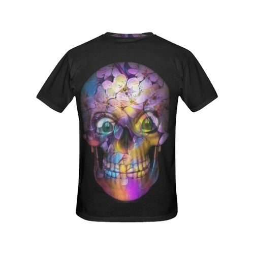 Amazing Floral Skull A by JamColors All Over Print T-Shirt for Women (USA Size) (Model T40)