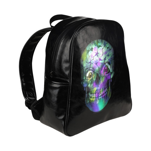 Amazing Floral Skull B by JamColors Multi-Pockets Backpack (Model 1636)