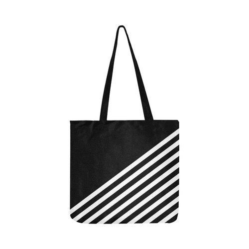 Modern Black Background Diagonal Stripes Cut Reusable Shopping Bag Model 1660 (Two sides)