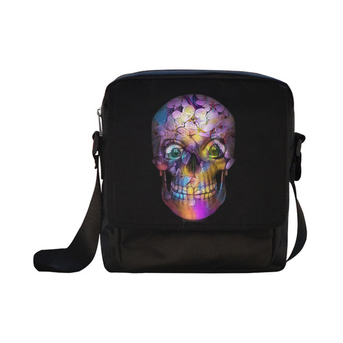 Amazing Floral Skull A by JamColors Crossbody Nylon Bags (Model 1633)