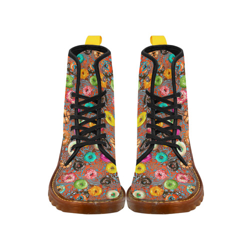 Colorful Yummy Donuts Hearts Ornaments Pattern Martin Boots For Men Model 1203H