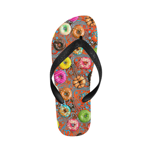 Colorful Yummy Donuts Hearts Ornaments Pattern Flip Flops for Men/Women (Model 040)
