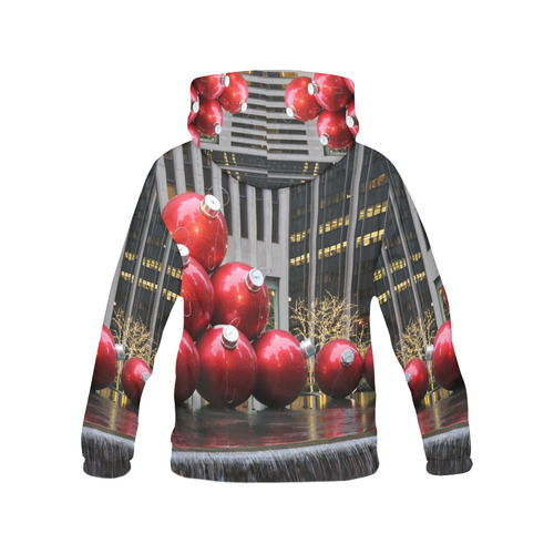 NYC Christmas Ball Ornaments All Over Print Hoodie for Women (USA Size) (Model H13)