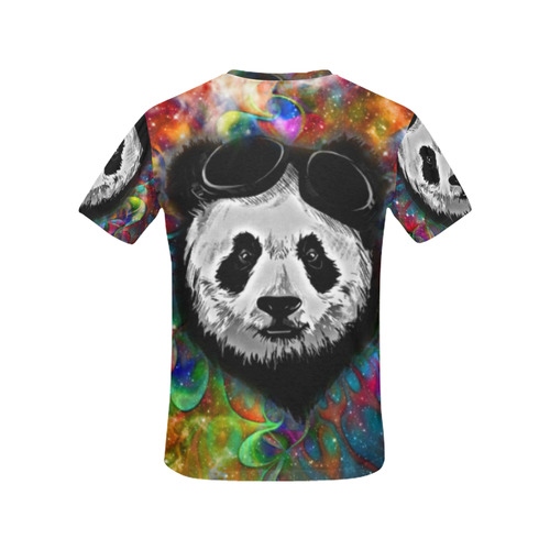 Psychedelic Flower Power Galaxy PANDA Painting All Over Print T-Shirt for Women (USA Size) (Model T40)