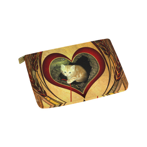 Cute kitten on a heart Carry-All Pouch 9.5''x6''