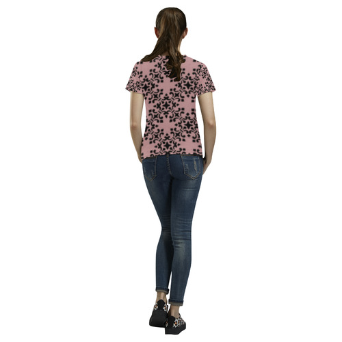 Bridal Rose Damask All Over Print T-Shirt for Women (USA Size) (Model T40)