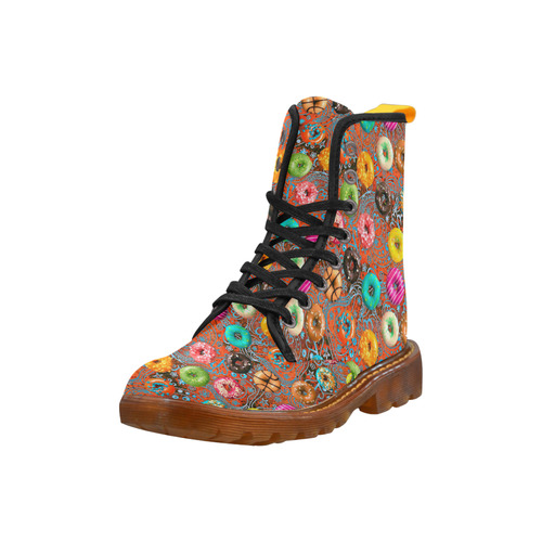 Colorful Yummy Donuts Hearts Ornaments Pattern Martin Boots For Men Model 1203H