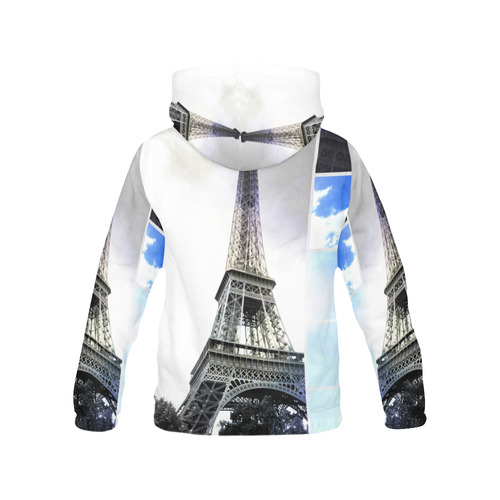 Eiffel Tower Paris All Over Print Hoodie for Women (USA Size) (Model H13)