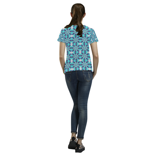 Blue Pinwheel All Over Print T-Shirt for Women (USA Size) (Model T40)