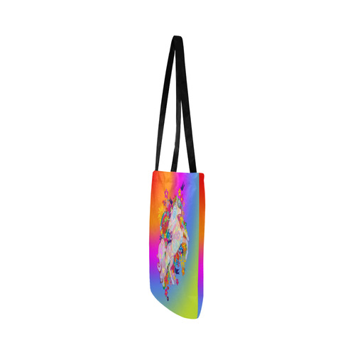 FLOWER POWER rainbow UNICORN multicolored Reusable Shopping Bag Model 1660 (Two sides)