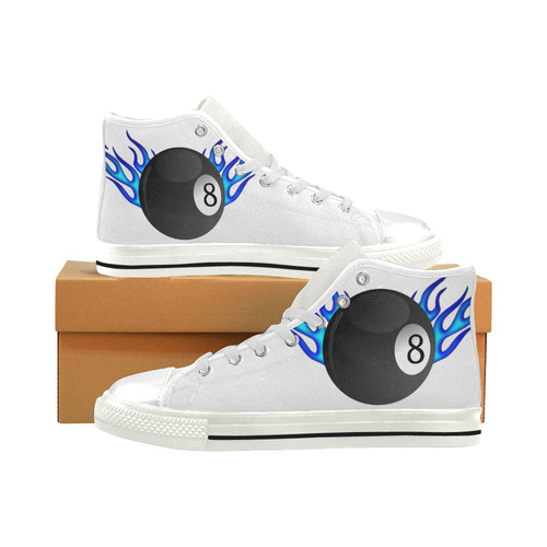 8 ball blue fire Men’s Classic High Top Canvas Shoes (Model 017)