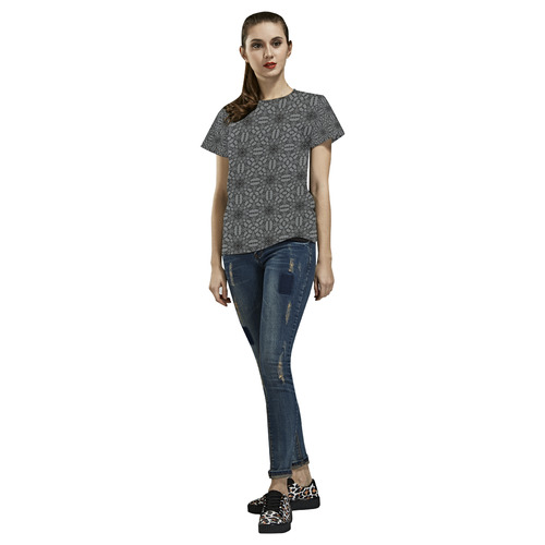 Sharkskin Lace All Over Print T-Shirt for Women (USA Size) (Model T40)