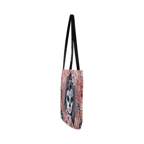 Skull Of A Pretty Flowers Lady Pattern Reusable Shopping Bag Model 1660 (Two sides)