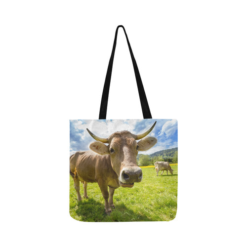 Photography Pretty Blond Cow On Grass Reusable Shopping Bag Model 1660 (Two sides)