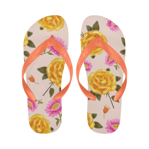 yellow flower flip flops