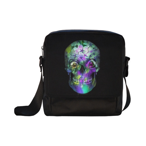 Amazing Floral Skull B by JamColors Crossbody Nylon Bags (Model 1633)